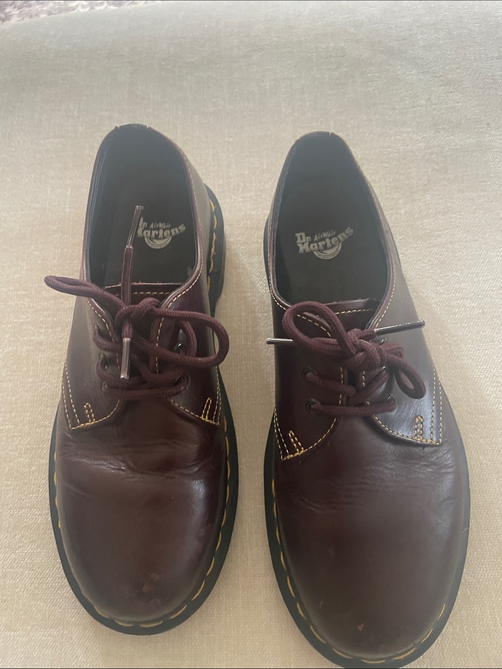 Dr. Martens Burgundy Leather 3-Eye Derby Shoes
